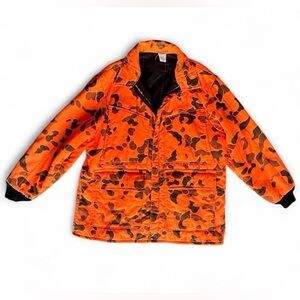 vintage 1980s Walls Blizzard-Pruf insulated orange camo hunting jacket